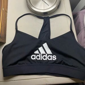 Black and white, thin strapped sports adidas sports bra